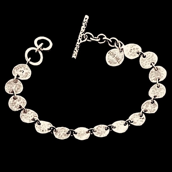 LOIS HILL Sterling Silver Cut Out Scroll Disc Oxidized Silver Accent Bracelet - Picture 2 of 8